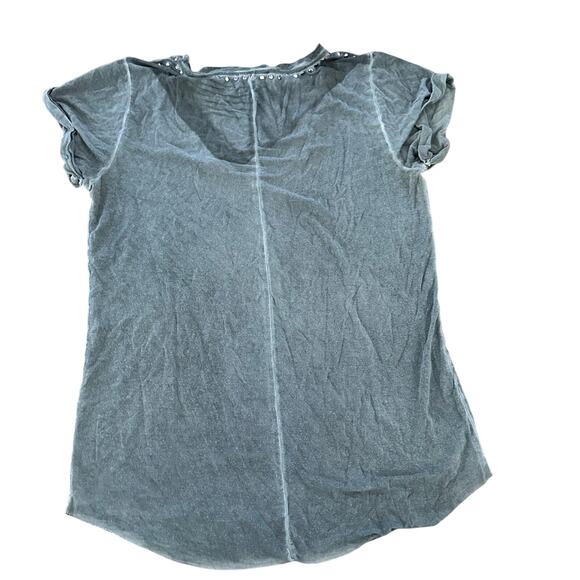 Paige Green Studded V Neck Tee Top Size Small - Picture 4 of 4